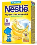 Nestle Каша молочная мультизлаковая яблоко банан, каша детская молочная, 220 г, 1 шт.