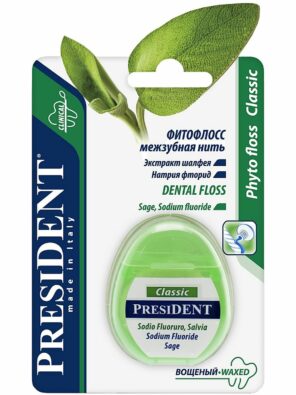 PresiDent Classic зубная нить с экстрактом шалфея, 50 м, 1 шт.