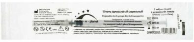 Шприц инсулиновый U-100, 1 мл, 27Gx1/2(0.4х13мм), шприц в комплекте с иглой, 1 мл, 1 шт.