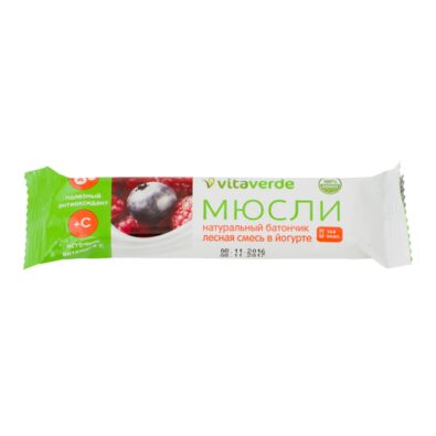 Vita Verde батончик мюсли, батончик, лесная смесь в йогурте, 30 г, 1 шт.