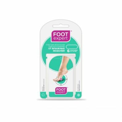 Foot Expert пластырь гидроколлоидный, 2х6см, пластырь, от влажных мазолей, 6 шт.