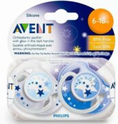 Соски-пустышки Philips Avent Ночные, (86460) SCF176/22, 6-18 мес., из силикона (силиконовый), 2 шт.