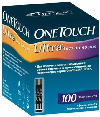 Тест-полоски OneTouch Ultra, тест-полоска, 100 шт.