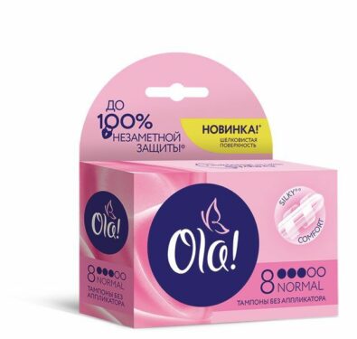 Ola! Tampons Normal тампоны Шелковистая поверхность, тампоны женские гигиенические, без аппликатора, 8 шт.