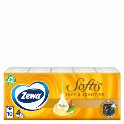 Zewa Softis Soft&Sensitive платки носовые бумажные, 9х10, платочки, 90 шт.