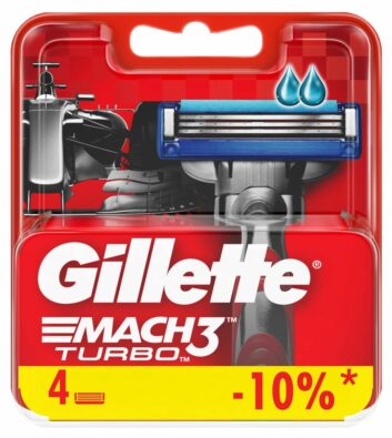 Gillette Mach 3 Turbo Кассеты, 4 шт.