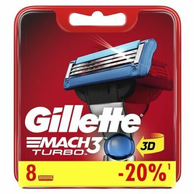 Gillette Mach3 Turbo Сменные кассеты, 8 шт.