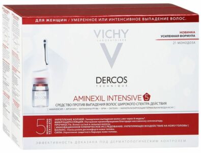 Vichy Dercos Aminexil Intensiv 5 средство против выпадения волос для женщин, 21 шт.