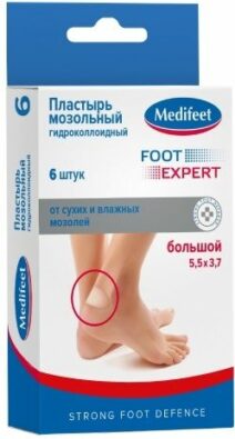 Medifeet пластырь мозольный гидроколлоидный, пластырь, большой, 6 шт.