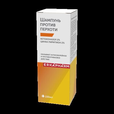 Эркафарм Шампунь против перхоти Кетоконазол-Цинк, шампунь, 150 мл, 1 шт.