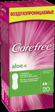 Carefree Aloe салфетки женские гигиенические, салфетки гигиенические, воздухопроницаемые, 20 шт.