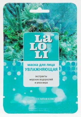 Laloli Маска для лица увлажняющая, маска для лица, экстракт водорослей и алоэ вера, 1 шт.