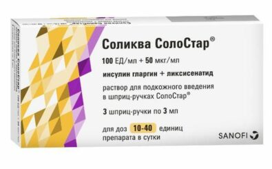 Соликва СолоСтар, 100 ЕД/мл+50 мкг/мл, раствор для инъекций, 3 мл, 3 шт.