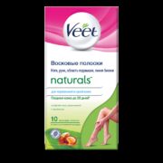 Veet Naturals полоски восковые с маслом ши, полоски восковые, 10 шт.