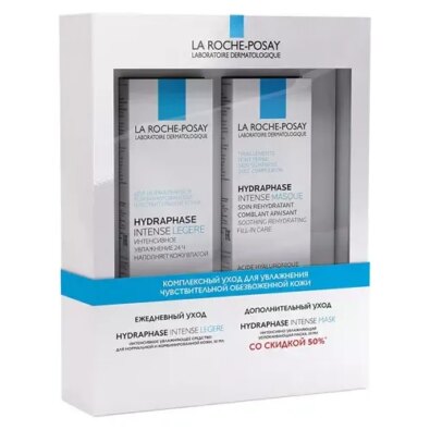 La Roche-Posay Hydraphase Intense Набор Комплексный увлажняющий уход, набор, Hydraphase Intense Legere крем 50мл + Hydraphase Intense маска 50мл, 2 шт.