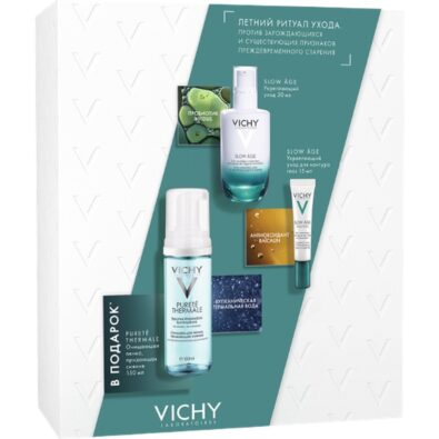 Vichy Набор Slow Age, набор, крем-уход 50мл + крем для век 15мл + пенка 150мл, 1 шт.