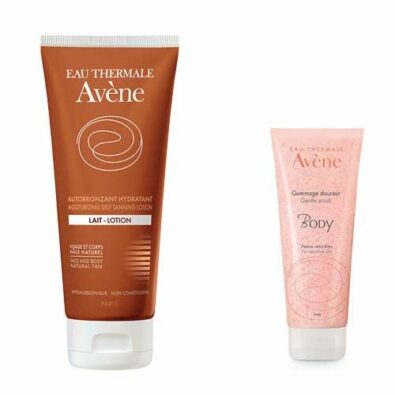 Avene набор автобронзат увлажняющий+скраб нежный для тела, набор, автобронзат увлажняющий для лица и тела 100мл+скраб нежный для тела 15мл, 1 шт.