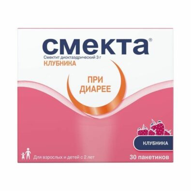 Смекта, 3 г, порошок для приготовления суспензии для приема внутрь, со вкусом клубники, 3 г, 30 шт.