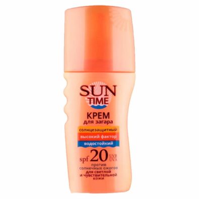 Sun Time Крем для загара SPF-20, крем, для чувствительной кожи, 150 мл, 1 шт.