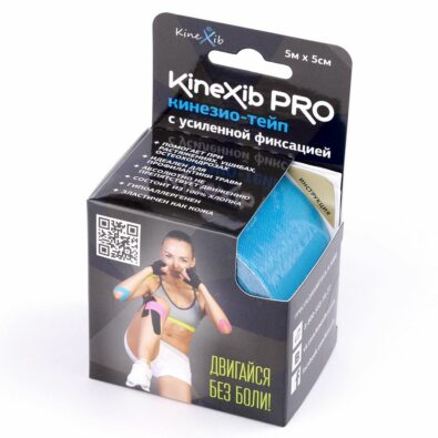 Kinexib Pro Бинт кинезио-тейп с усиленной фиксацией, 5х500, синего цвета, 1 шт.