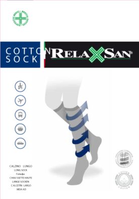 Relaxsan Cotton Socks Гольфы с хлопком 1 класс компрессии Унисекс, р. 5, арт. 820 (18-22 мм рт.ст.), 140 DEN (черного цвета. с хлопком), пара, 1 шт.