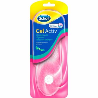 Scholl GelActiv стельки для обуви на среднем каблуке, прозрачные, 2 шт.