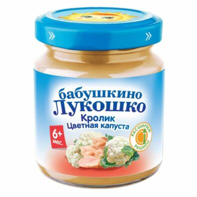 Бабушкино Лукошко Пюре кролик цветная капуста, пюре, 100 г, 1 шт.