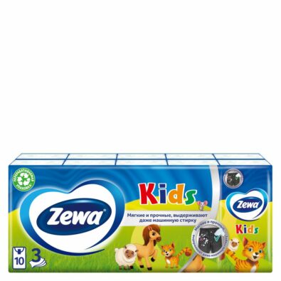 Zewa Kids платки носовые бумажные, 10х10, платочки, 100 шт.