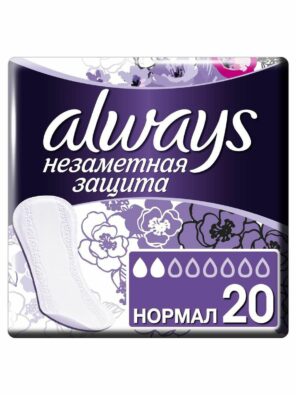 Always normal Незаметная защита прокладки ежедневные, прокладки гигиенические, ароматизированные, 20 шт.