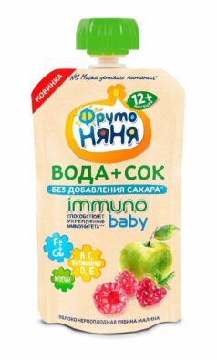 Фрутоняня Вода с соком Immuno baby Малина Яблоко Рябина, напиток, 130 мл, 1 шт.