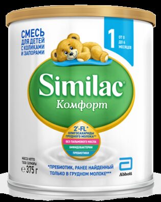 Similac Комфорт 1, для детей с рождения, смесь молочная сухая, 375 г, 1 шт.