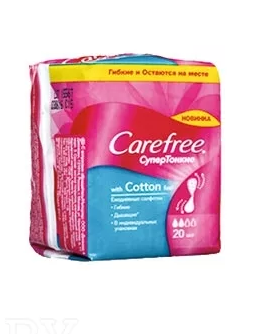 Carefree with cotton feel fresh салфетки женские гигиенические супертонкие, салфетки гигиенические, 20 шт.