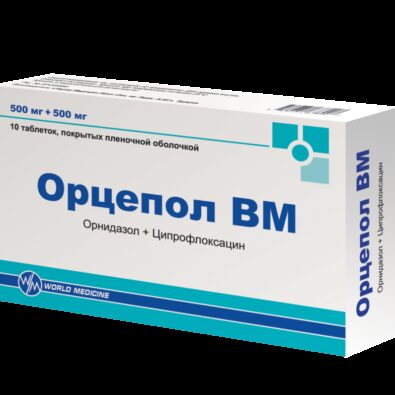 Орцепол ВМ, 500 мг+500 мг, таблетки, покрытые пленочной оболочкой, 10 шт.