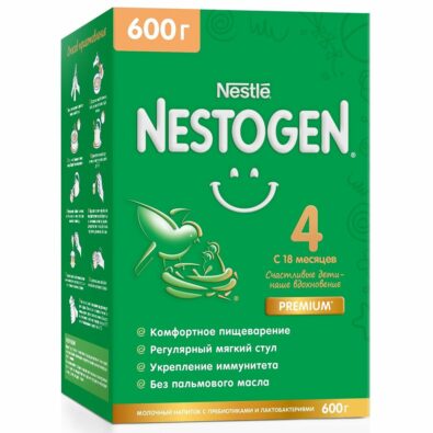 Nestogen 4 Premium, для детей с 18 месяцев, напиток молочный сухой, с пребиотиками и лактобактериями, 600 г, 1 шт.