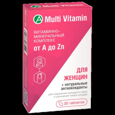 Multi Vitamin Витаминно-минеральный комплекс A-Zn для женщин, таблетки, 30 шт.