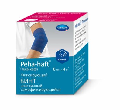 Peha-haft Бинт самофиксирующийся, 6смх4м, синего цвета, 1 шт.