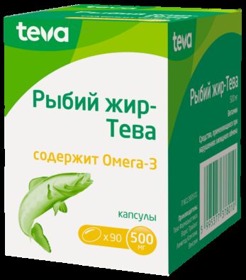 Рыбий жир Тева, 500 мг, капсулы, 90 шт.