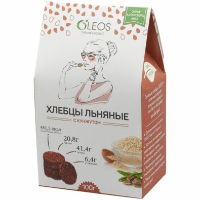 Oleos Хлебцы льняные с кунжутом, хлебцы, с кунжутом, 100 г, 1 шт.