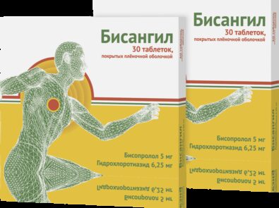 Бисангил, 5 мг+6.25 мг, таблетки, покрытые пленочной оболочкой, комбиупаковка 1+1, 30 шт.