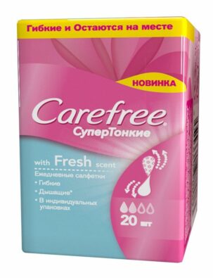 Carefree Fresh scent Супертонкие ежедневные салфетки, салфетки гигиенические, в индивидуальных упаковках, 20 шт.