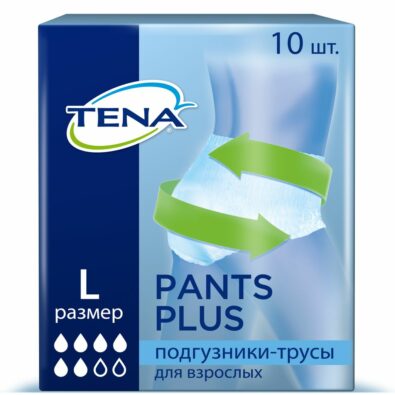 Подгузники-трусы для взрослых Tena Pants Plus, Large L (3), 100-135 см, 10 шт.