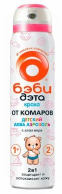 Бэби Дэта Кроха детский акваспрей от комаров 2 в 1, аэрозоль, 100 мл, 1 шт.