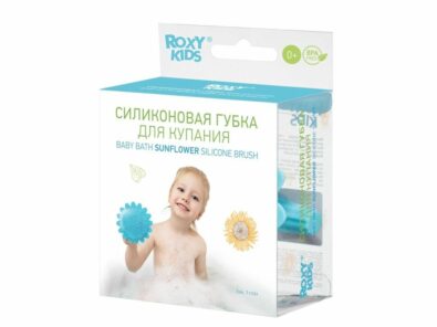 Roxy-kids Силиконовая губка для купания Sunflower, голубого цвета, 1 шт.