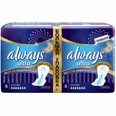 Always ultra night Экстра защита deo прокладки женские гигиенические, 12 шт.