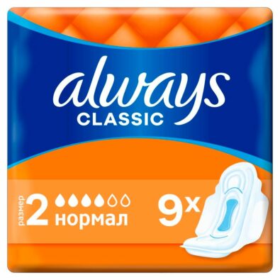 Always Classic Normal прокладки женские гигиенические, 9 шт.