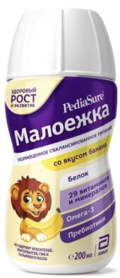 PediaSure Малоежка, для детей с 1 года до 10 лет, смесь жидкая, банан, 200 мл, 1 шт.