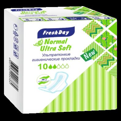 FreshDay Normal Ultra Soft прокладки гигиенические, арт. 6384, 2 капли, 10 шт.