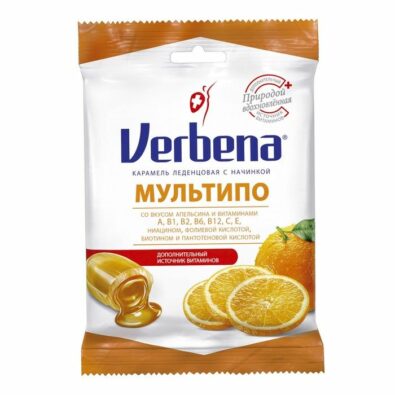 Verbena Мультипо карамель с начинкой, леденцы, 60 г, 1 шт.