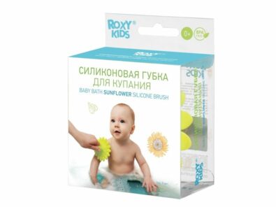 Roxy-kids Силиконовая губка для купания Sunflower, салатового цвета, 1 шт.