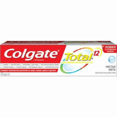 Colgate Паста зубная Total 12 Чистая мята, паста зубная, 75 мл, 1 шт.